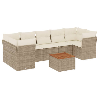 Set Divano da Giardino 8 pz con Cuscini Beige in Polyrattan | homemem39