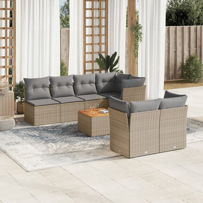 Set Divano da Giardino 8 pz con Cuscini Beige Misto Polyrattan - homemem39