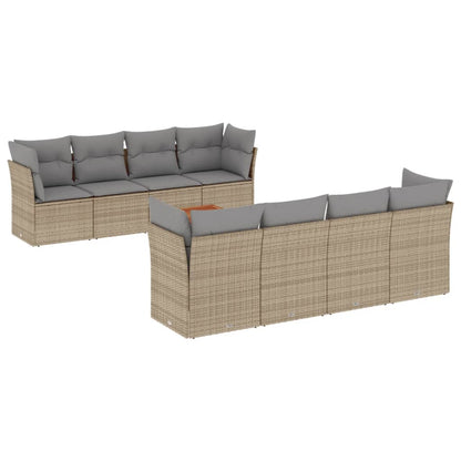 Set Divano da Giardino 9 pz con Cuscini Beige Misto Polyrattan - homemem39
