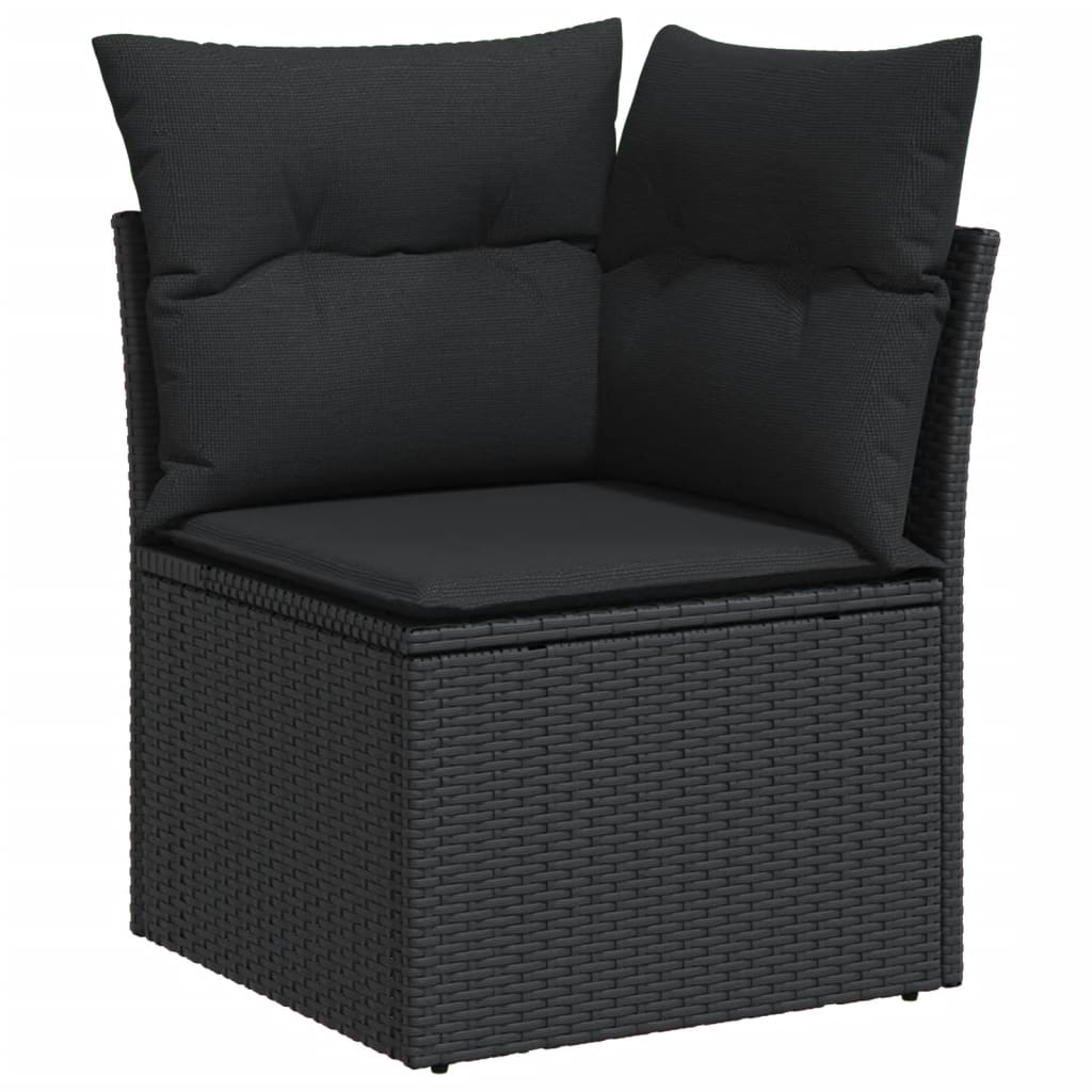 Set Divani da Giardino 9 pz con Cuscini Nero in Polyrattan | homemem39