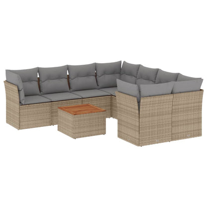 Set Divano da Giardino 9 pz con Cuscini Beige Misto Polyrattan - homemem39