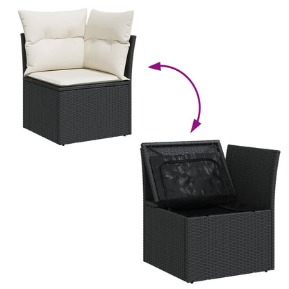 Set Divani da Giardino 13pz con Cuscini Nero in Polyrattan | homemem39