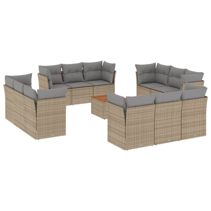 Set Divano da Giardino 13 pz con Cuscini Beige Misto Polyrattan - homemem39