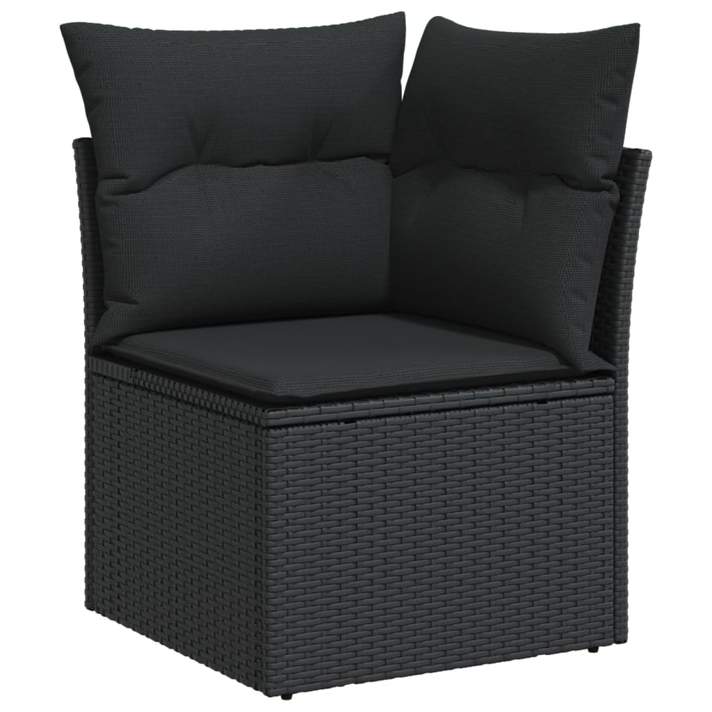 Set Divano da Giardino 6 pz con Cuscini Nero in Polyrattan | homemem39