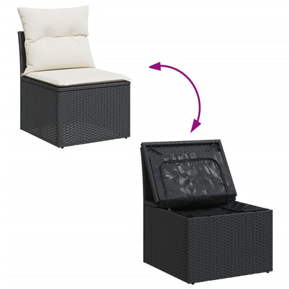 Set Divani da Giardino con Cuscini 7pz Nero Polyrattan | homemem39
