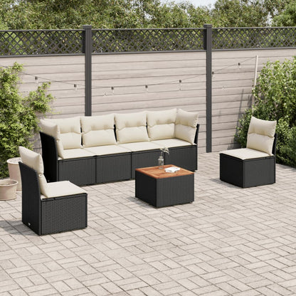 Set Divani da Giardino con Cuscini 7pz Nero Polyrattan - homemem39