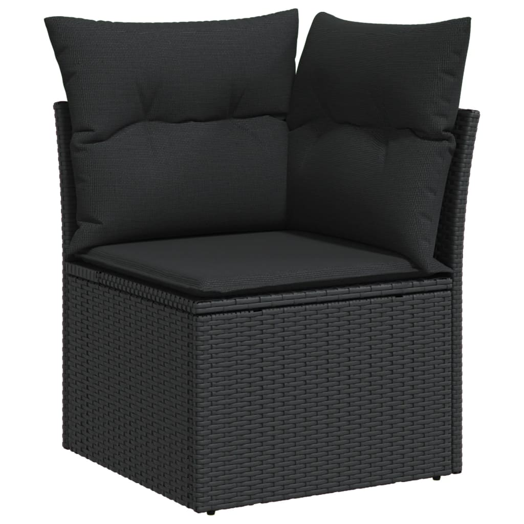 Set Divani da Giardino con Cuscini 7pz Nero Polyrattan | homemem39