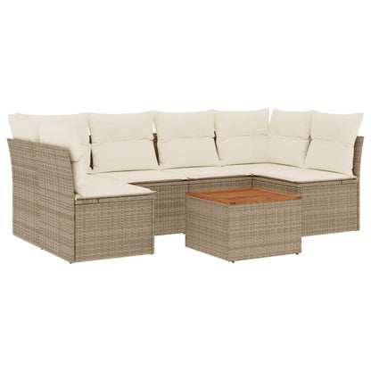 Set Divani da Giardino 7 pz con Cuscini Beige in Polyrattan - homemem39
