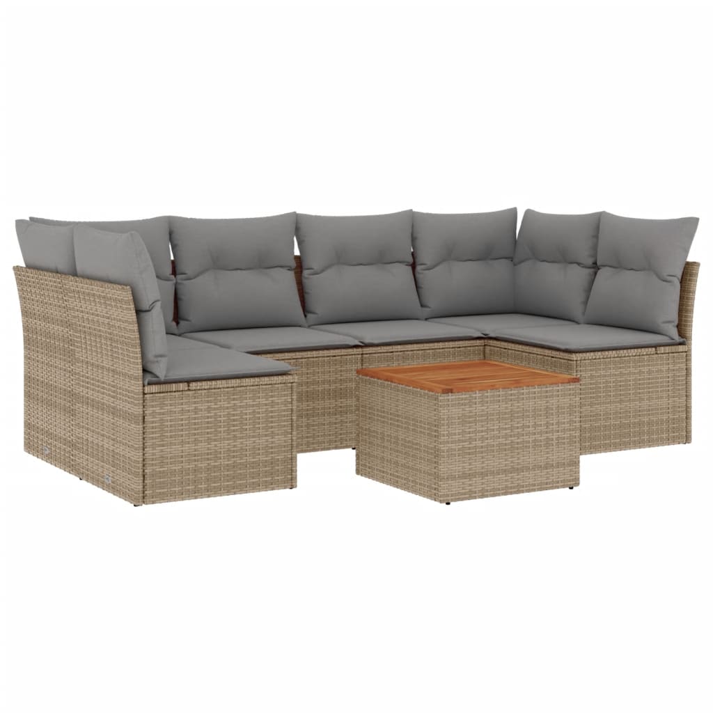 Set Divano da Giardino 7 pz con Cuscini Beige Misto Polyrattan - homemem39