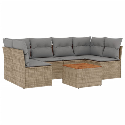 Set Divano da Giardino 7 pz con Cuscini Beige Misto Polyrattan - homemem39