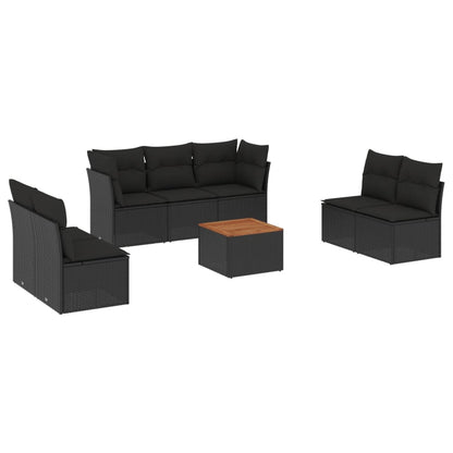 Set Divani da Giardino con Cuscini 8 pz Nero in Polyrattan | homemem39
