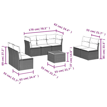 Set Divani da Giardino 8 pz con Cuscini Nero in Polyrattan | homemem39