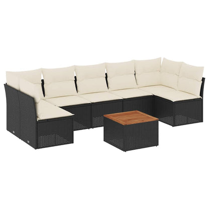 Set Divani da Giardino con Cuscini 8 pz Nero in Polyrattan - homemem39