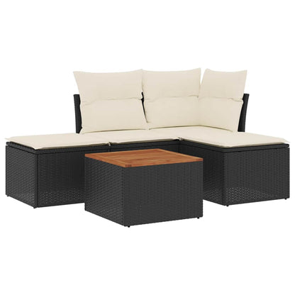 Set Divani da Giardino 5 pz con Cuscini in Polyrattan Nero - homemem39