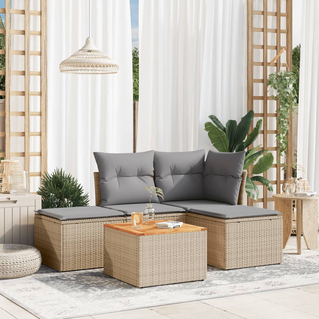 Patio Sofa Set 5-Posti Misto Beige e Grigio Chiaro | homemem39