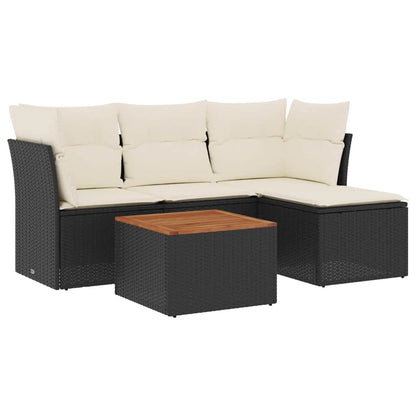 Set Divani da Giardino 5 pz con Cuscini in Polyrattan Nero - homemem39