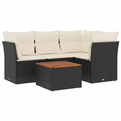 Set Divani da Giardino 5 pz con Cuscini in Polyrattan Nero - homemem39