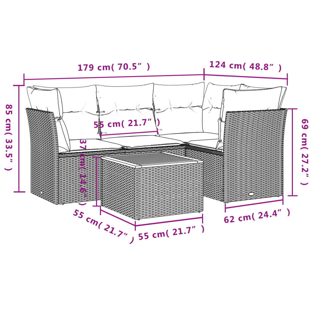 Patio Sofa Set 4-Posti Misto Beige e Grigio Chiaro | homemem39