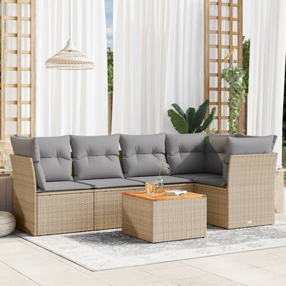 Set Divano da Giardino 6 pz con Cuscini Beige Misto Polyrattan - homemem39