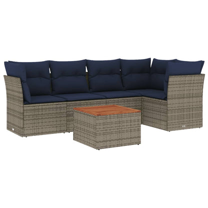Set Divani da Giardino 6 pz con Cuscini Grigio in Polyrattan - homemem39