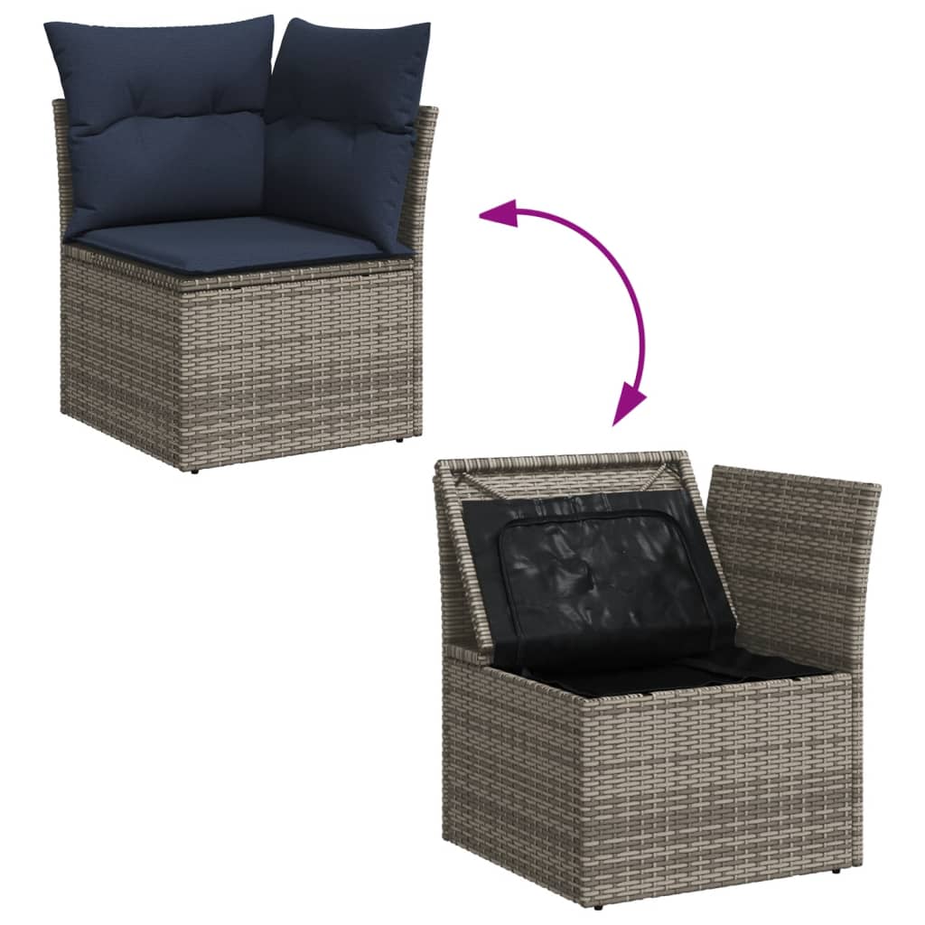 Set Divani da Giardino 6 pz con Cuscini Grigio in Polyrattan - homemem39