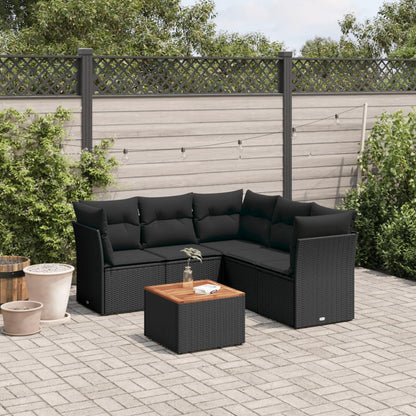 Set Divano da Giardino 6 pz con Cuscini Nero in Polyrattan - homemem39