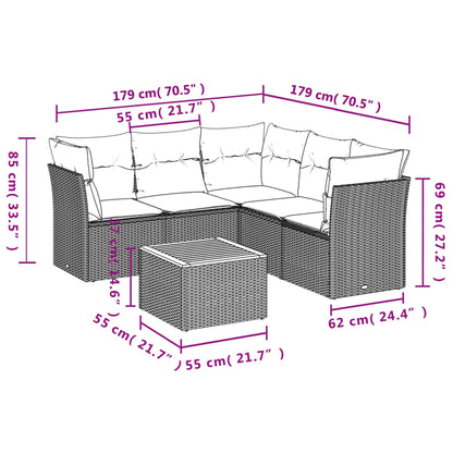 Set Divano da Giardino 6 pz con Cuscini Beige Misto Polyrattan - homemem39