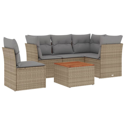 Set Divano da Giardino 6 pz con Cuscini Beige Misto Polyrattan - homemem39