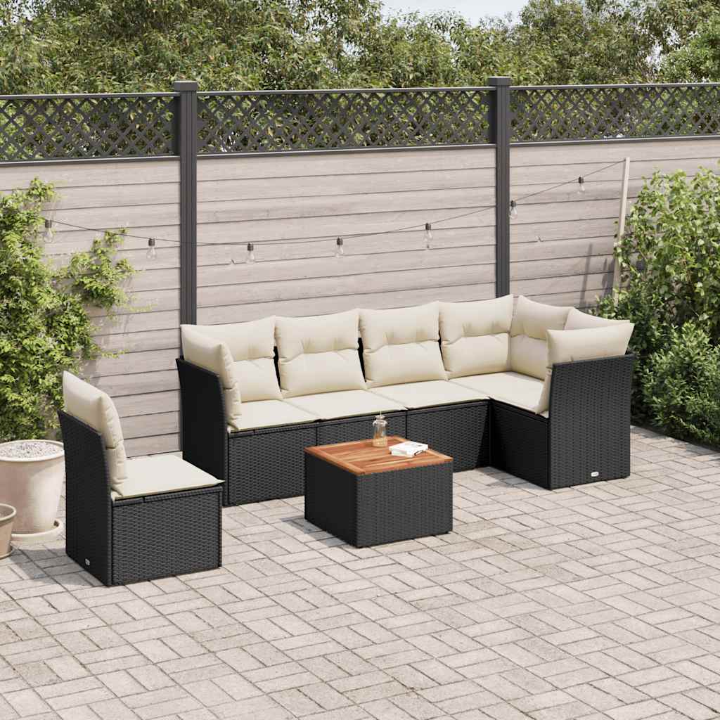 Set Divani da Giardino con Cuscini 7pz Nero Polyrattan - homemem39