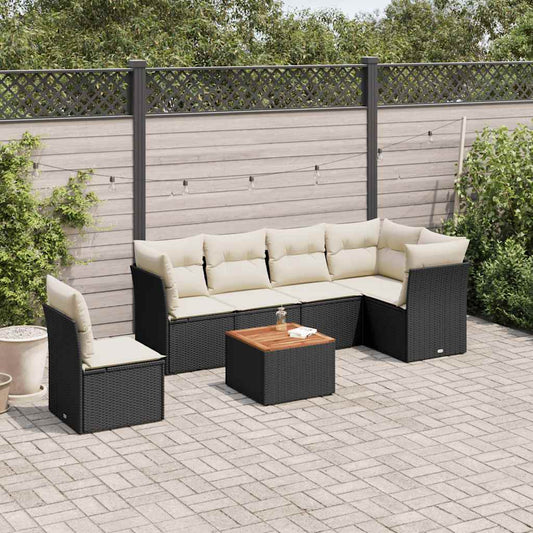 Set Divani da Giardino con Cuscini 7pz Nero Polyrattan - homemem39