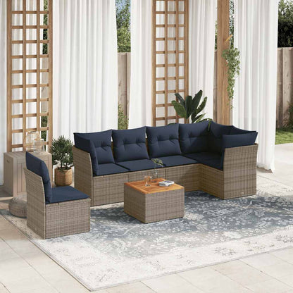 Set Divani da Giardino 7 pz con Cuscini Grigio in Polyrattan - homemem39