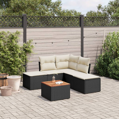Set Divano da Giardino 6 pz con Cuscini Nero in Polyrattan - homemem39