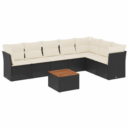 Set Divani da Giardino con Cuscini 8 pz Nero in Polyrattan - homemem39