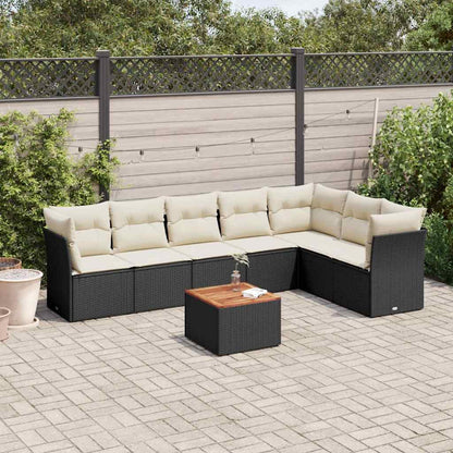 Set Divani da Giardino con Cuscini 8 pz Nero in Polyrattan - homemem39