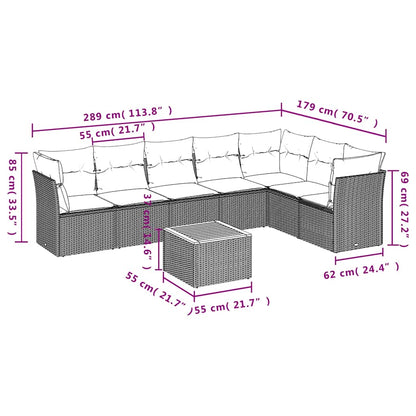 Set Divani da Giardino 8 pz con Cuscini Grigio in Polyrattan - homemem39