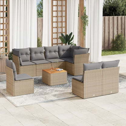 Set Divano da Giardino 9 pz con Cuscini Beige Misto Polyrattan - homemem39