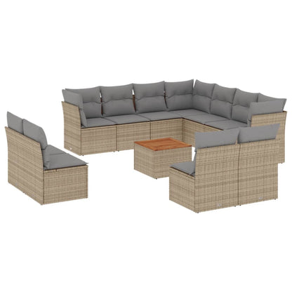 Set Divano da Giardino 12 pz con Cuscini Beige Misto Polyrattan - homemem39