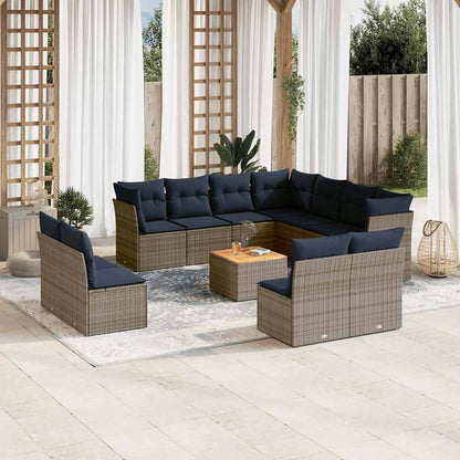 Set Divani da Giardino 12 pz con Cuscini Grigio in Polyrattan - homemem39