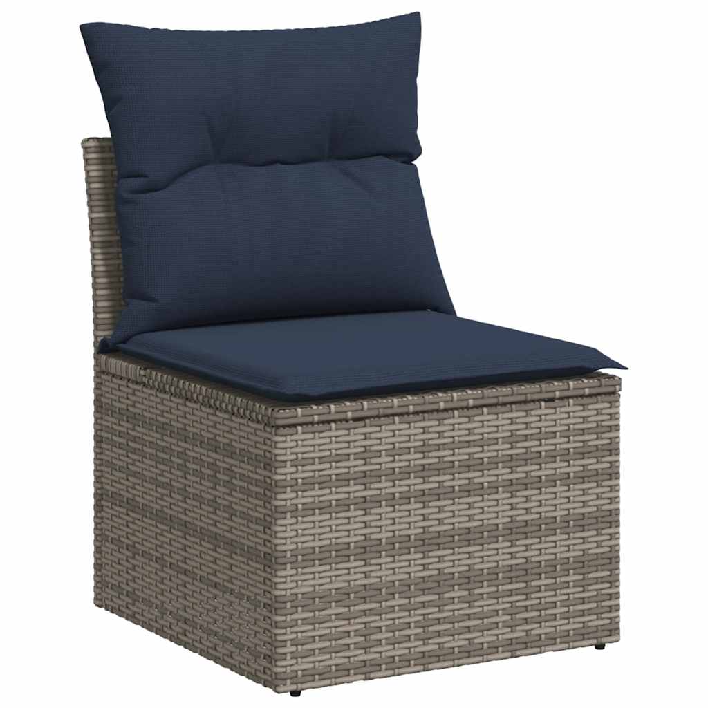 Set Divani da Giardino 10 pz con Cuscini in Polyrattan Grigio - homemem39