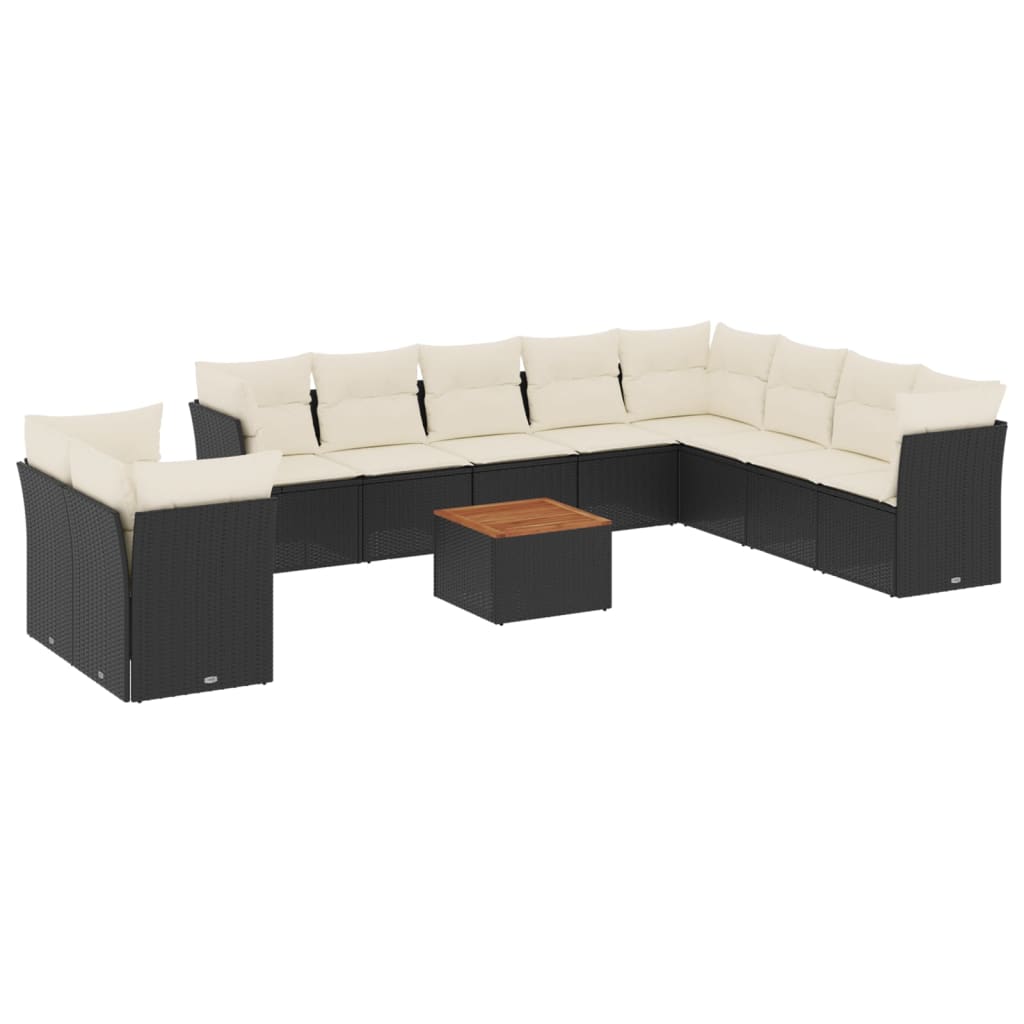 Set Divani da Giardino 11 pz con Cuscini in Polyrattan Nero - homemem39