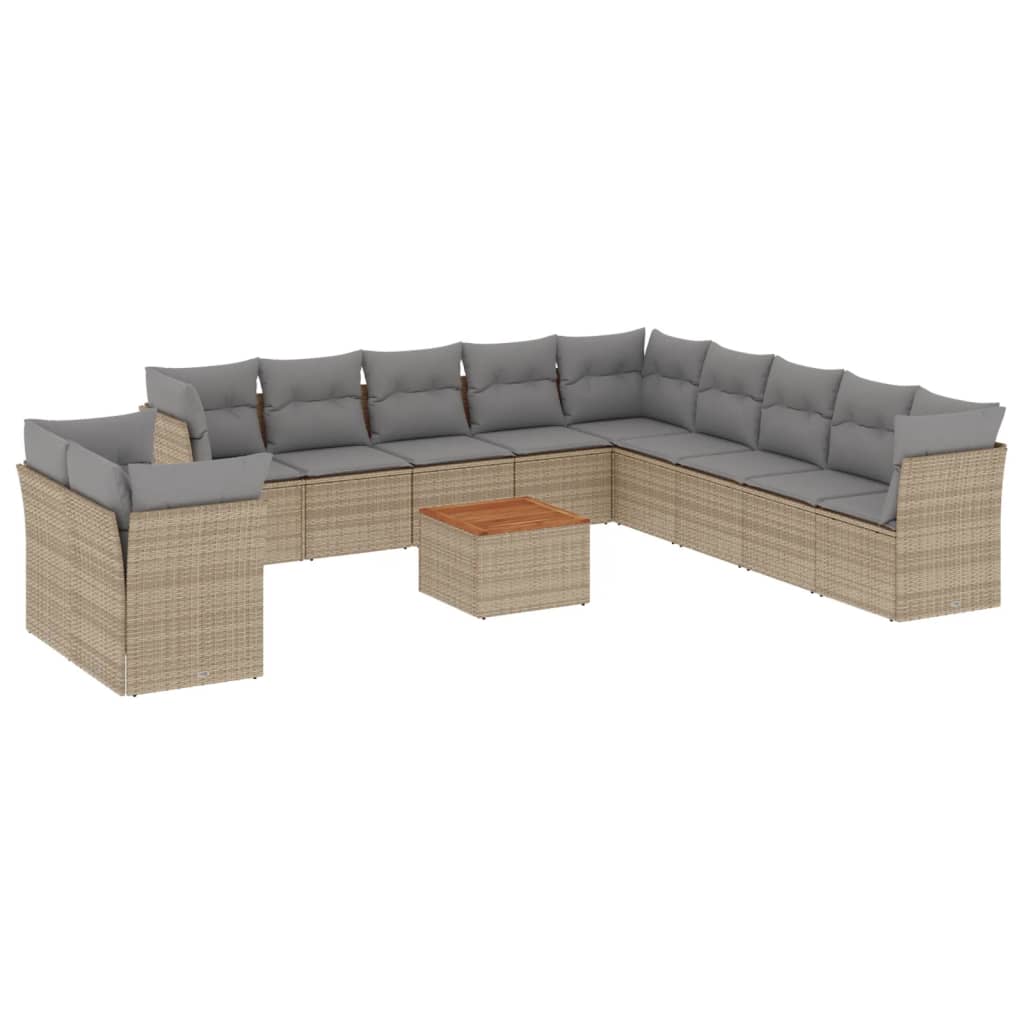 Set Divano da Giardino 12 pz con Cuscini Beige Misto Polyrattan - homemem39