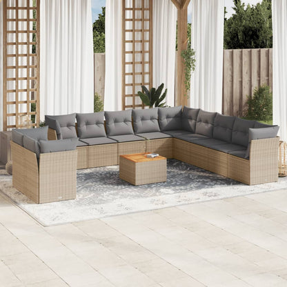 Set Divano da Giardino 12 pz con Cuscini Beige Misto Polyrattan - homemem39