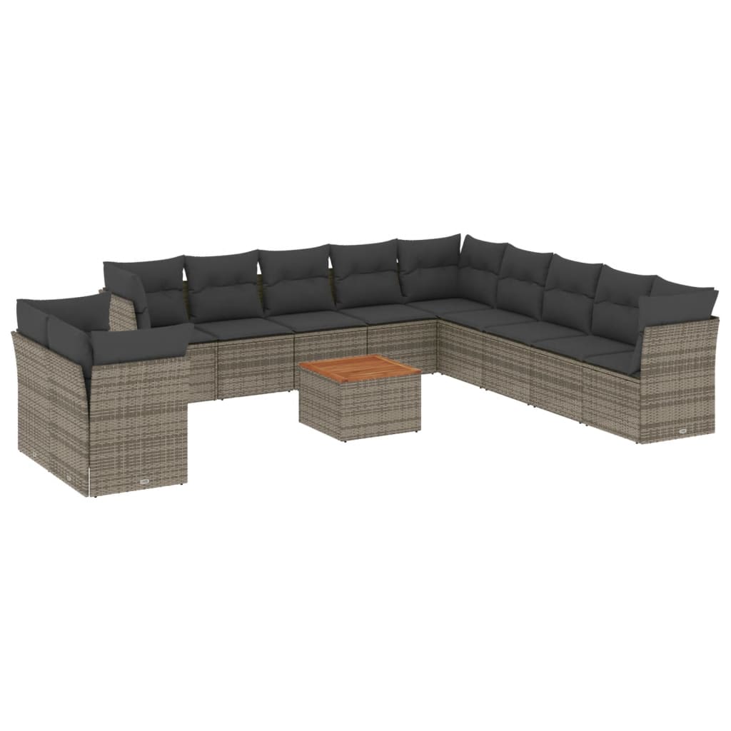 Set Divani da Giardino 12 pz con Cuscini Grigio in Polyrattan - homemem39