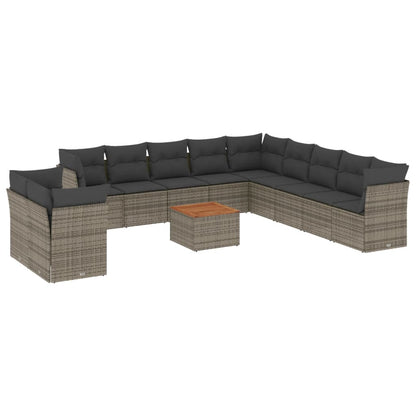 Set Divani da Giardino 12 pz con Cuscini Grigio in Polyrattan - homemem39