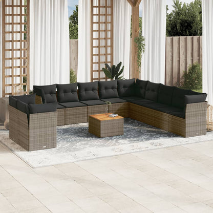 Set Divani da Giardino 12 pz con Cuscini Grigio in Polyrattan - homemem39