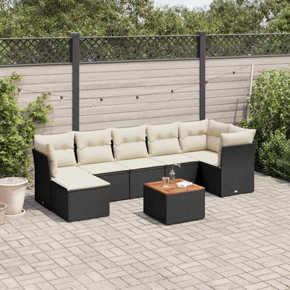 Set Divani da Giardino con Cuscini 8 pz Nero in Polyrattan - homemem39