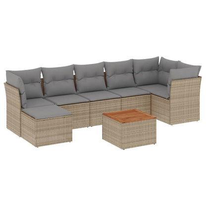 Set Divano da Giardino 8 pz con Cuscini Beige Misto Polyrattan - homemem39