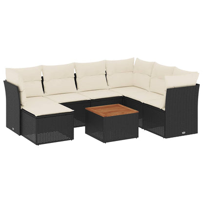 Set Divani da Giardino con Cuscini 8 pz Nero in Polyrattan - homemem39