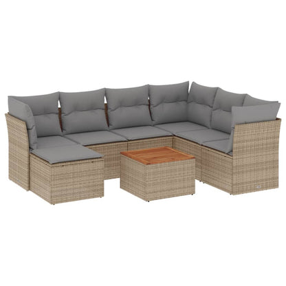 Set Divano da Giardino 8 pz con Cuscini Beige Misto Polyrattan - homemem39