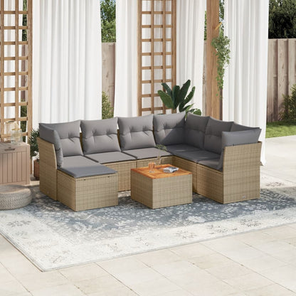 Set Divano da Giardino 8 pz con Cuscini Beige Misto Polyrattan - homemem39